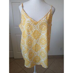 TECREW Womens Yellow Tank Top Cami Sleeveless Blouse Size Large Cottagecore Boho